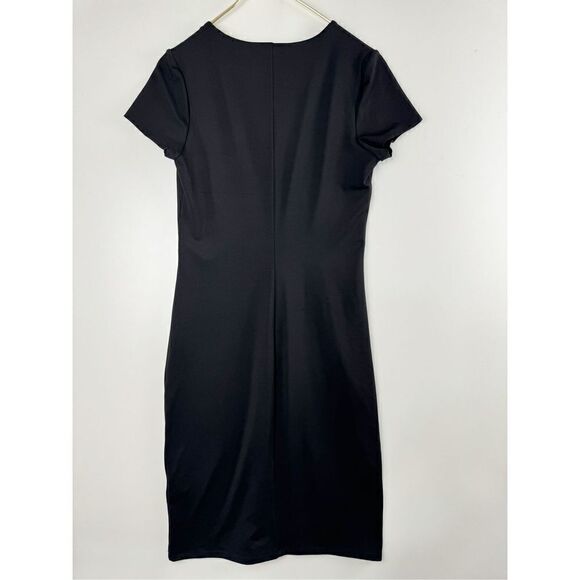 Express Women's Body Contour Short Sleeve Knot Front Sheath Dress Black Medium - Picture 6 of 6